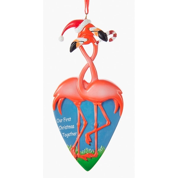 Kurt Adler Flamingo Couple Our First Together Holiday Ornament Resin
