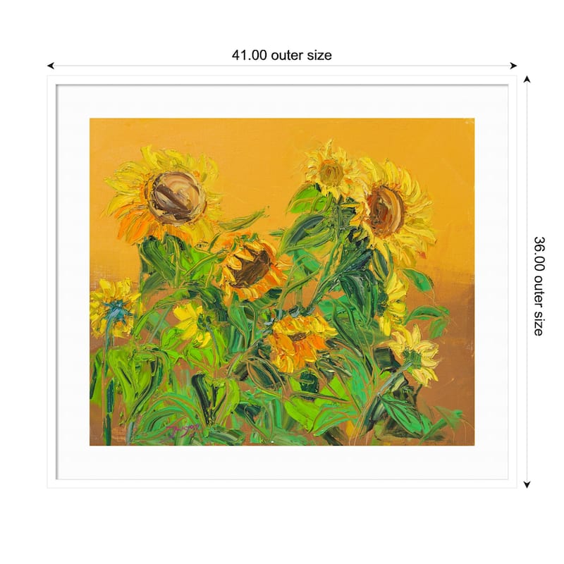 Sunflowers by Jukyong Park Wood Framed Wall Art Print - White - 41 x 36 in