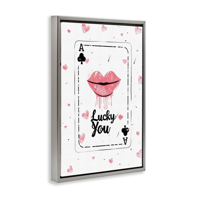 Stupell Lucky You Playing Card Framed Floater Canvas Wall Art Design By LSR Design Studio