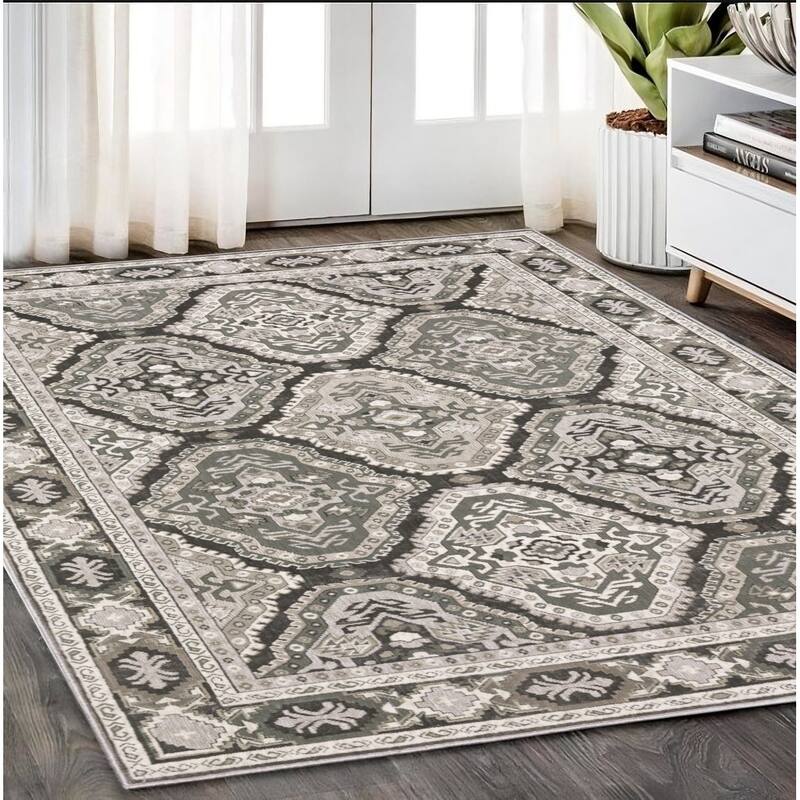 HomeRootsMedallion Traditional Runner Area Rug - 92.52' X '62.99' X '0.39 - Blue/Ivory