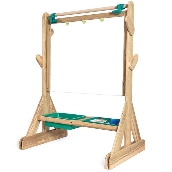 slide 2 of 5, Hape: Outdoor Wooden Double-Sided Easel W/ Accessories, Kids Age 3+
