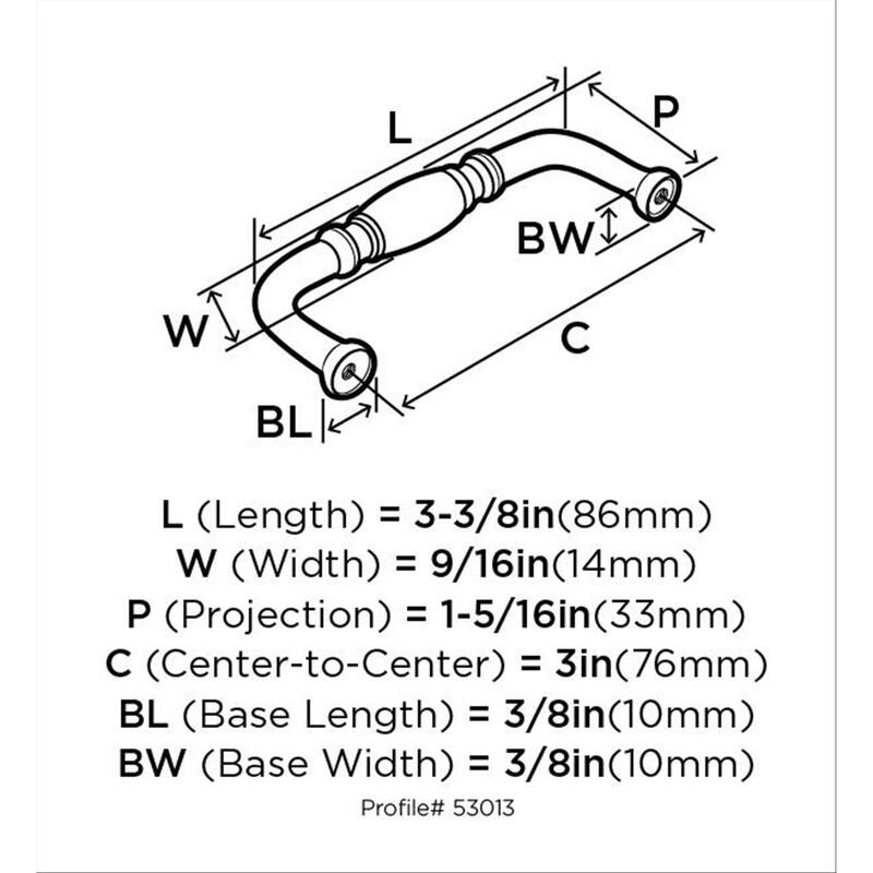 Granby 3 in (76 mm) Center-to-Center Oil-Rubbed Bronze Cabinet Pull - 10 Pack