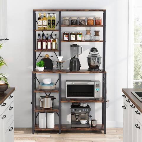 Kitchen Bakers Rack with Hutch and Shelves,5-Tier Kitchen Utility Storage Shelf