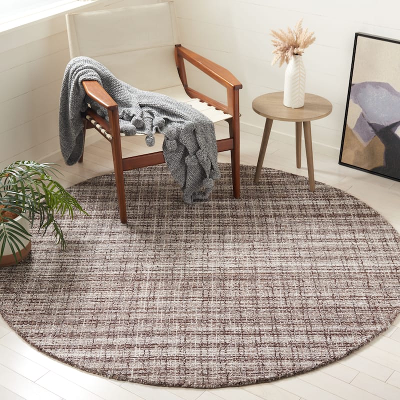 SAFAVIEH Handmade Abstract Lily Modern Wool Rug - 6' Round - Brown/Grey
