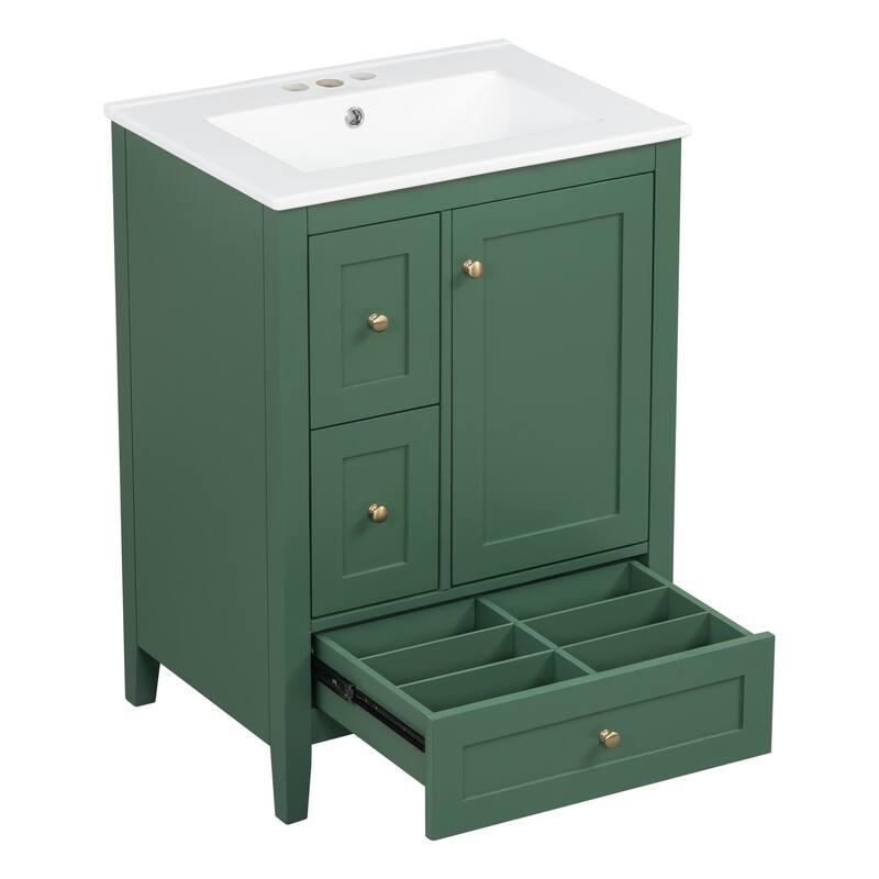 24-Inch Bathroom Vanity with Storage, Adjustable Shelf