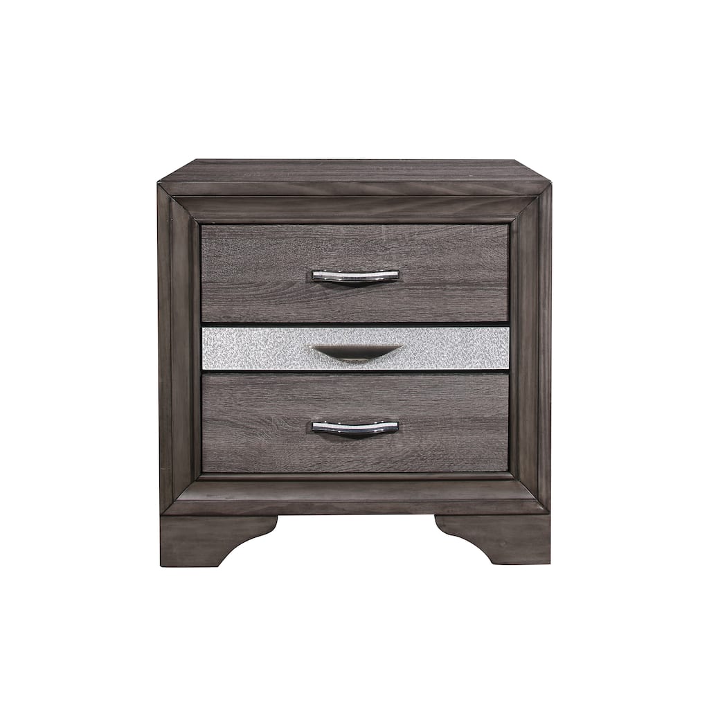 Modern 3-Drawer Nightstand with Jewelry Storage - Sparkle Grey