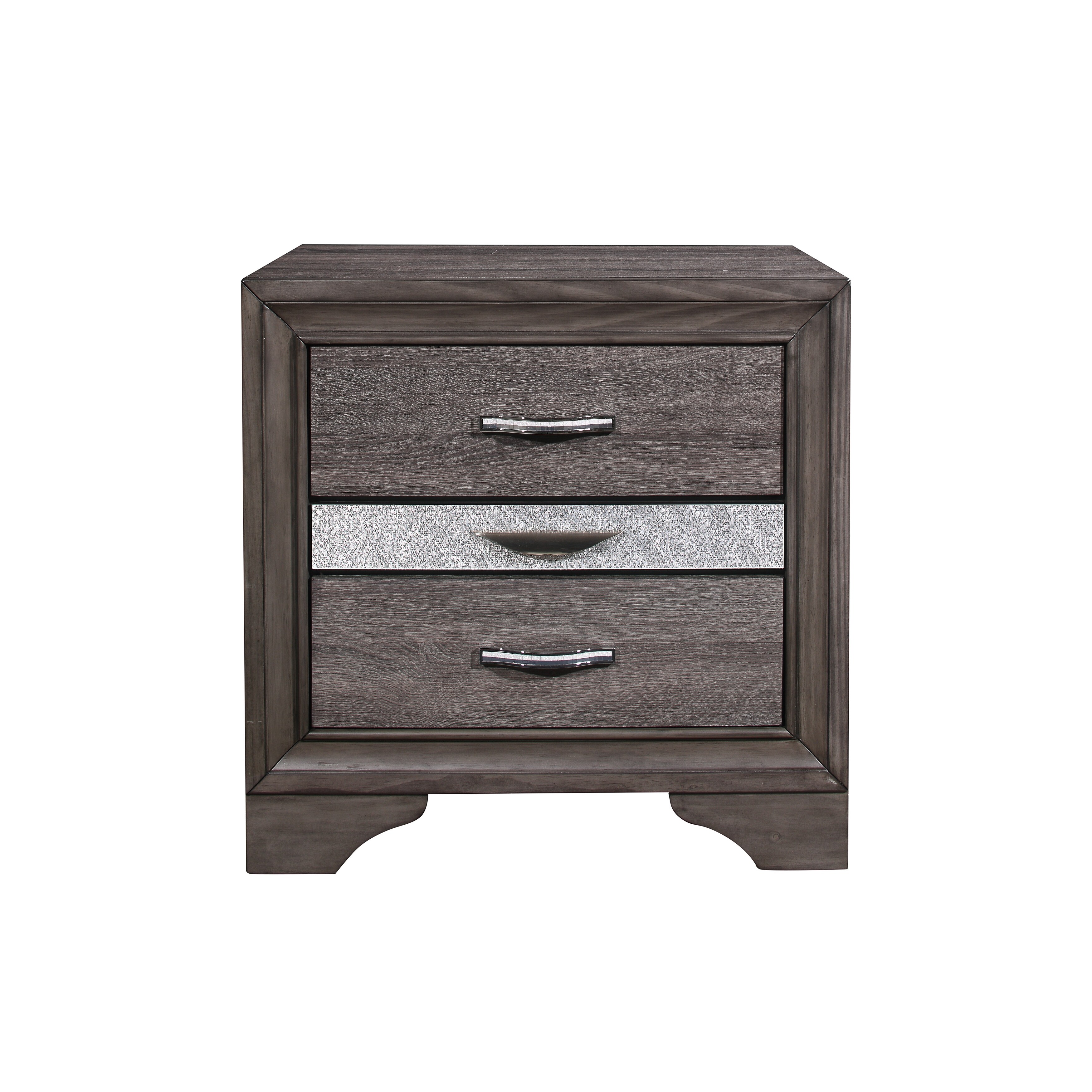 Modern 3-Drawer Nightstand with Jewelry Storage - Sparkle Grey - Gray