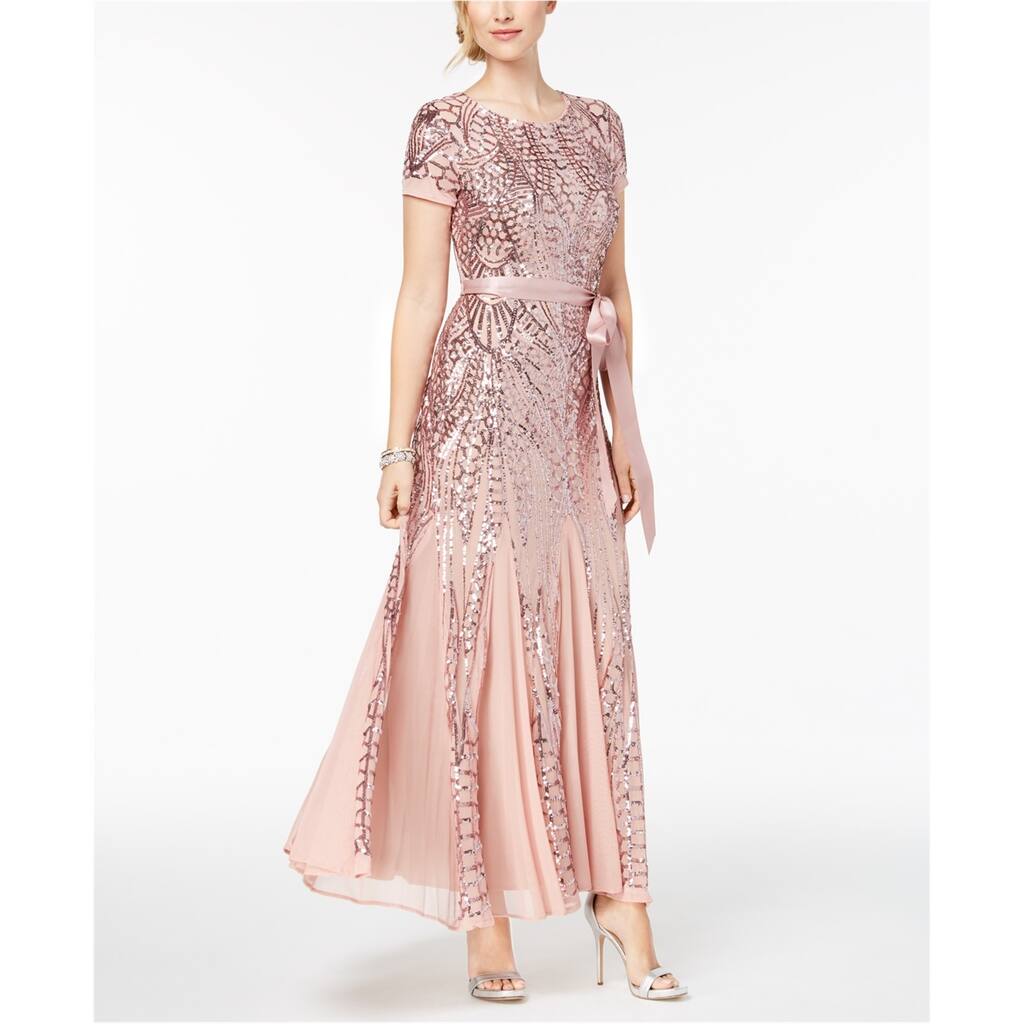 R & M Richards Womens Sequin-Embellished Gown Dress,, Pink, 6 - Overstock -  41849855