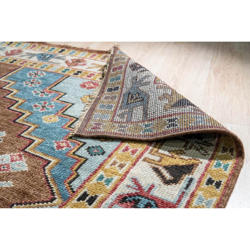 Hand-knotted Wool BROWN Traditional Medallion Traditional Knot Rug