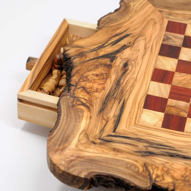 Rustic Red Olive Wood Chess Set- Luxury Edition- Wooden Chess Set - N/A