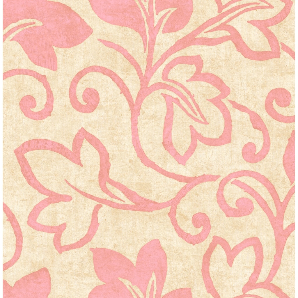 Seabrook Designs Ferne Leaf Scroll Unpasted Wallpaper