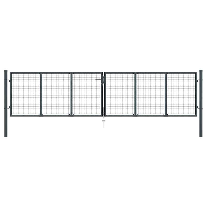 vidaXL Mesh Patio Gate Galvanised Steel 157.5x39.4" Grey - 157.5 x 59.1"