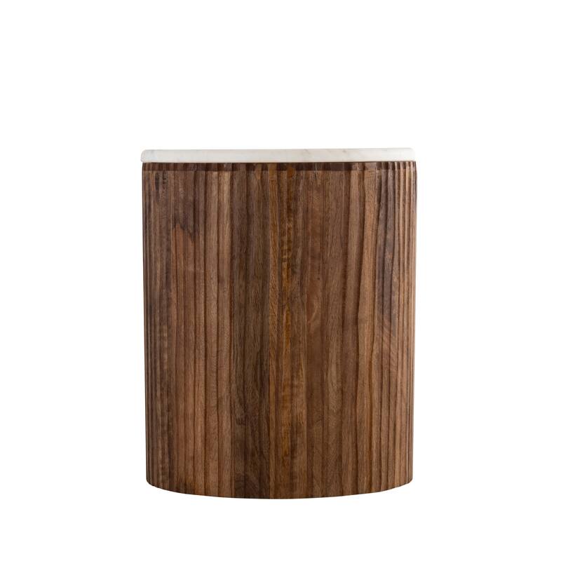 Albany Living 18" Marble Top Solid Wood Round End Table