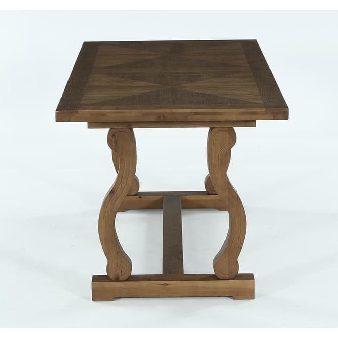 63" Farmhouse Rectangle Solid Wood Dining Table for 4-6 People