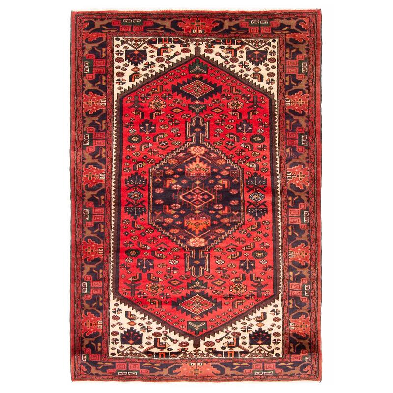 ECARPETGALLERY Hand-knotted Andelz Red Wool Rug - 4'4 x 6'7 - Red - 4'4 x 6'7
