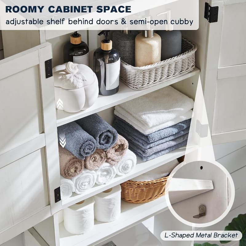 Farmhouse Over The Toilet Storage Cabinet, 67" Tall Bathroom Cabinet