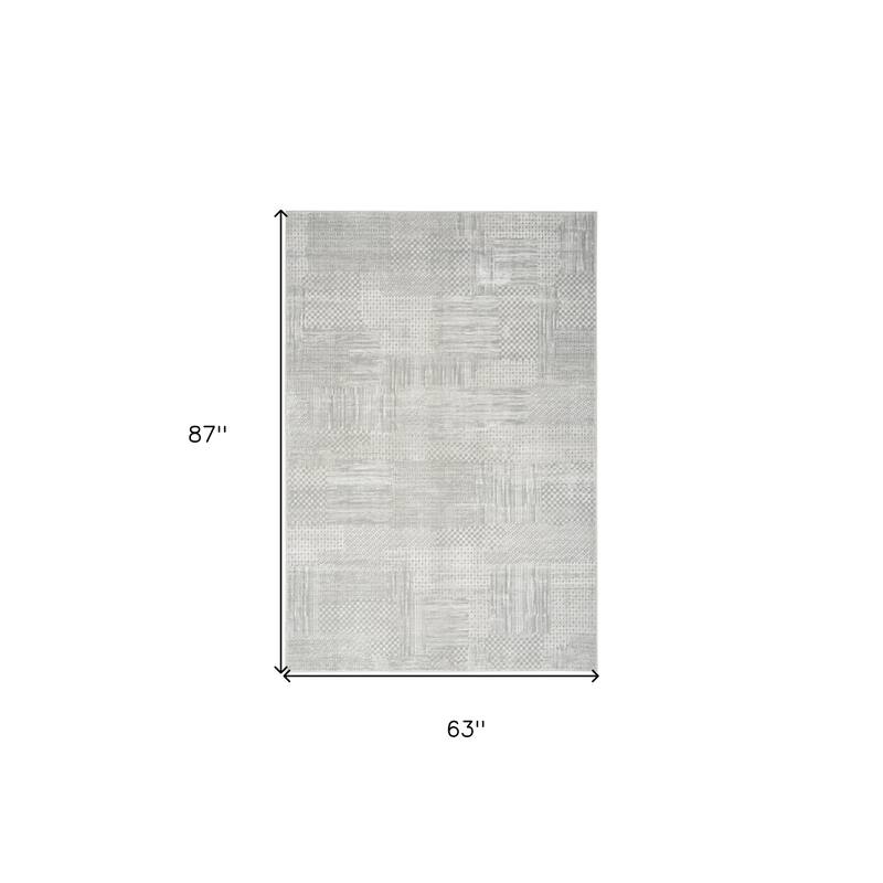 Power Loomed Abstract Modern Non Skid Stain Resistant Area Rug - 87' X '63' X '0.39
