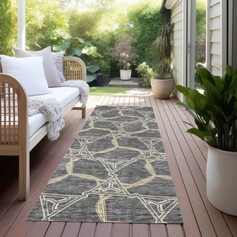 Machine Washable Indoor/ Outdoor Transitional Links Chantille Rug - Charcoal - 2'3" x 7'6"