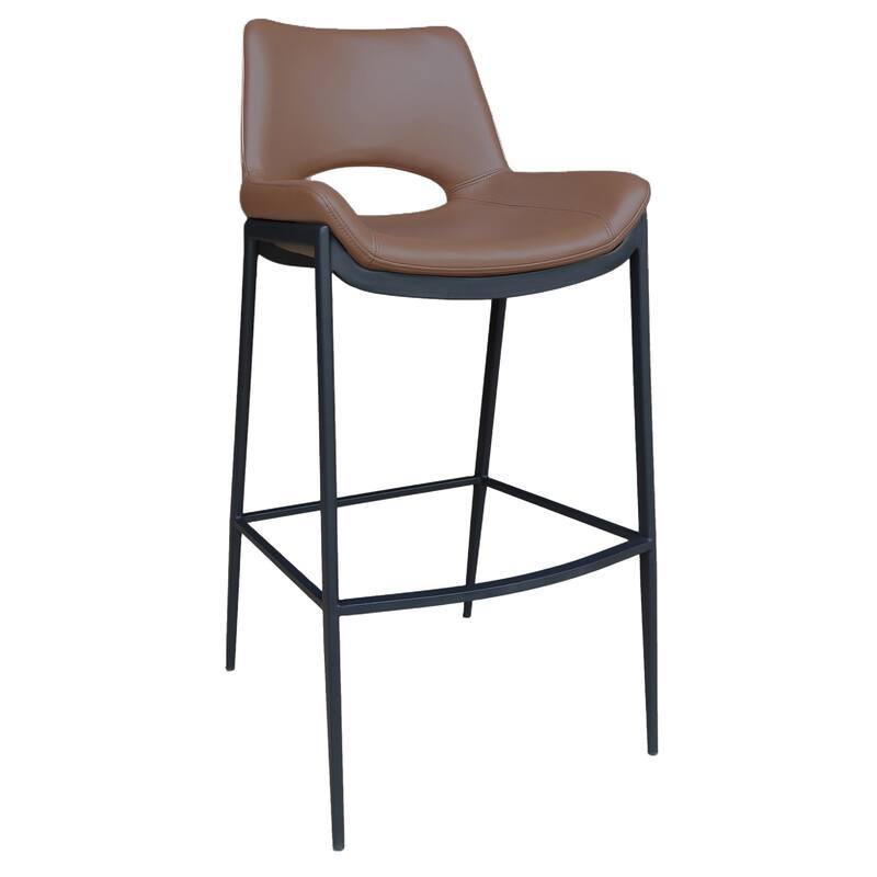 Contemporary Faux Leather and Metal 30" Bar Stool - Saddle