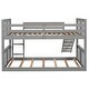 preview thumbnail 5 of 11, Gray Twin over Twin Size Solid Wood Bunk Bed with Ladder, Slide and Fence for Kids, Bedroom