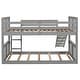preview thumbnail 5 of 11, Gray Twin over Twin Solid Wood Bunk Bed with Slide and Fence