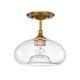 preview thumbnail 4 of 3, Charli Aged Brass 1-Light Curved Clear Glass Shade Semi-Flush Mount - N/A
