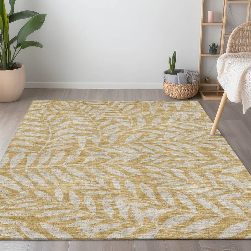 Machine Washable Indoor/ Outdoor Chantille Palm Rug
