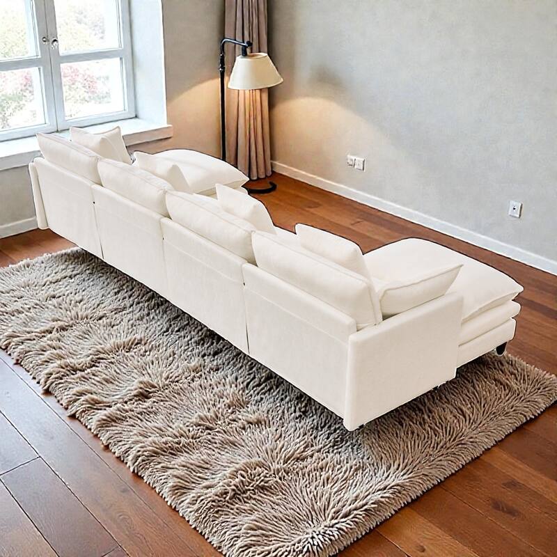 140.9" U-Shaped Modular Sectional Sofa with 2 Ottomans, Chenille Upholstery, Deep Seat Couch for Living Room