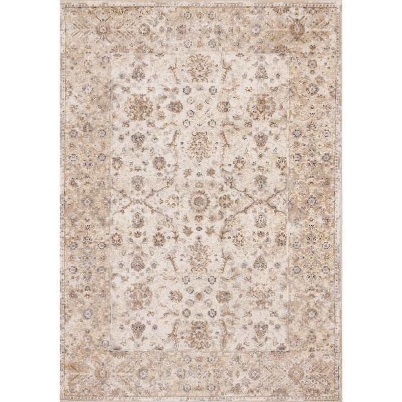 Beige White Grey Elegant Classic Rug