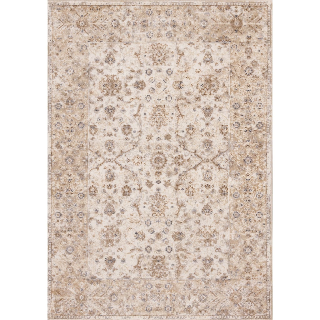 Beige White Grey Elegant Classic Rug