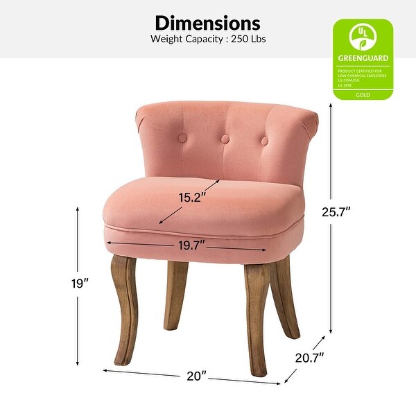 Xacobo Modern Velvet Tufted Vanity Stool with Wood Legs by