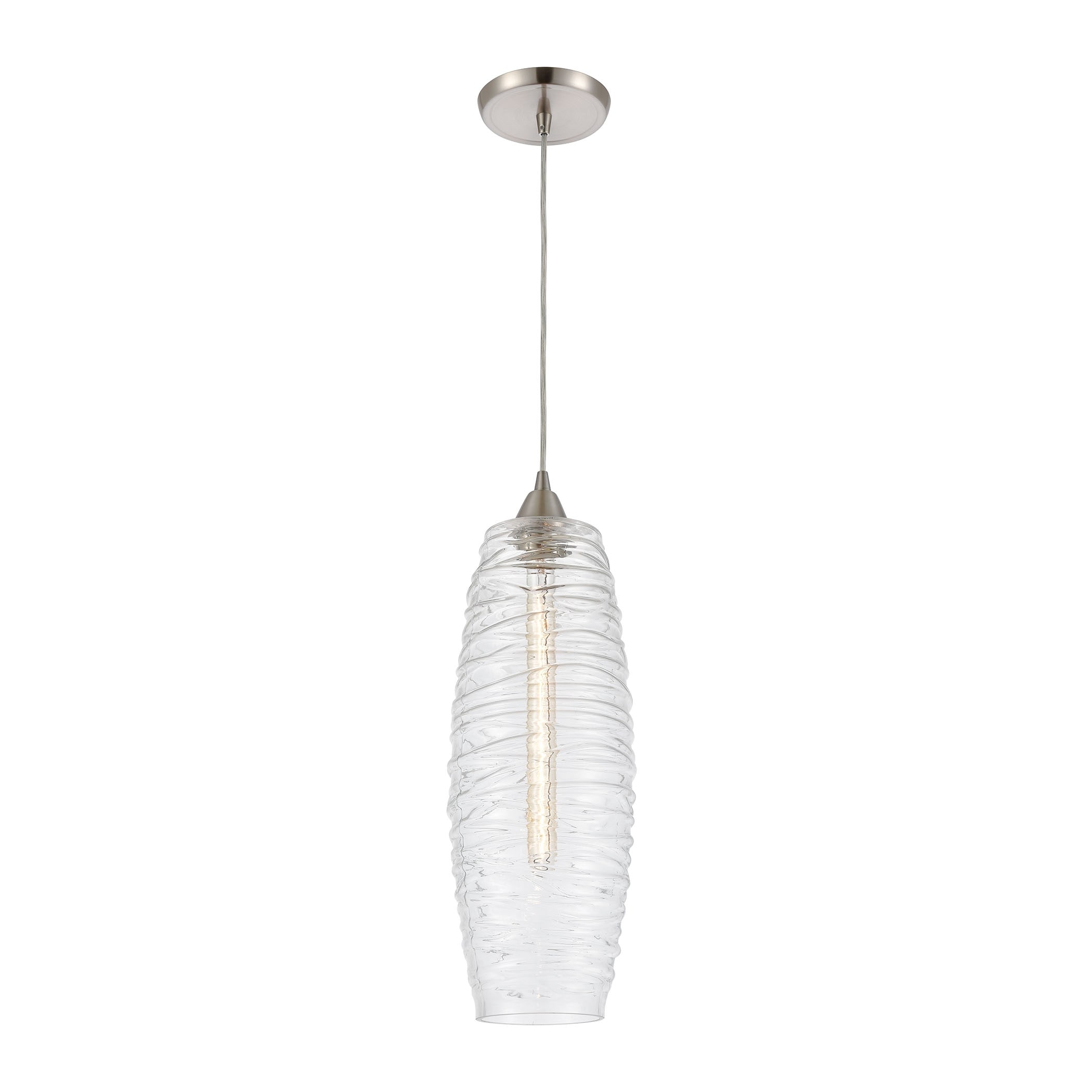 Elk Home Liz Satin Nickel With Ribbed Glass 1 Light Pendant