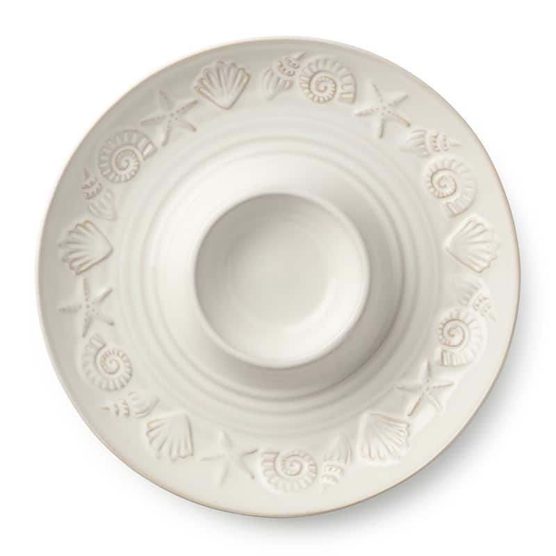 Certified International Coastline Cream Chip & Dip Server, 13.5" - 13.50"L x 13.50"W x 1.75"H