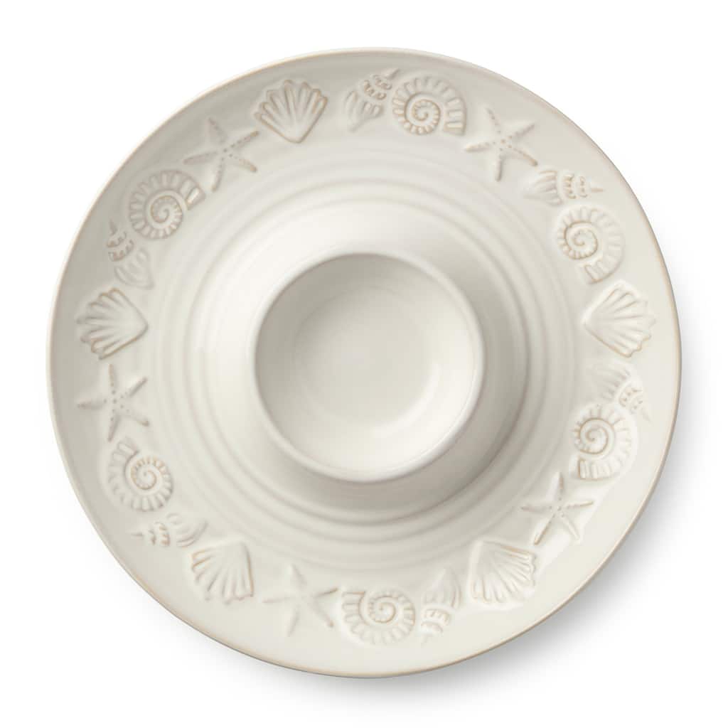 Certified International Coastline Cream Chip & Dip Server, 13.5" - 13.50"L x 13.50"W x 1.75"H