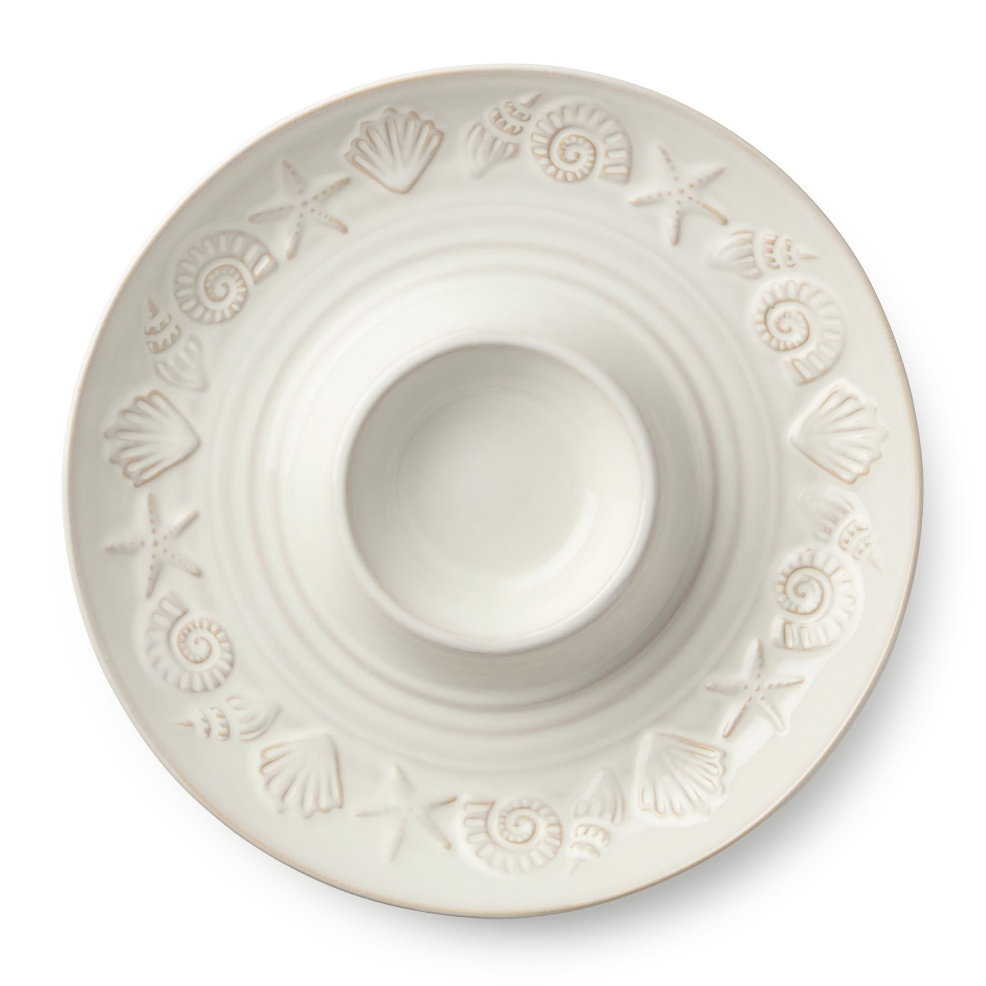 Certified International Coastline Cream Chip & Dip Server, 13.5" - 13.50"L x 13.50"W x 1.75"H