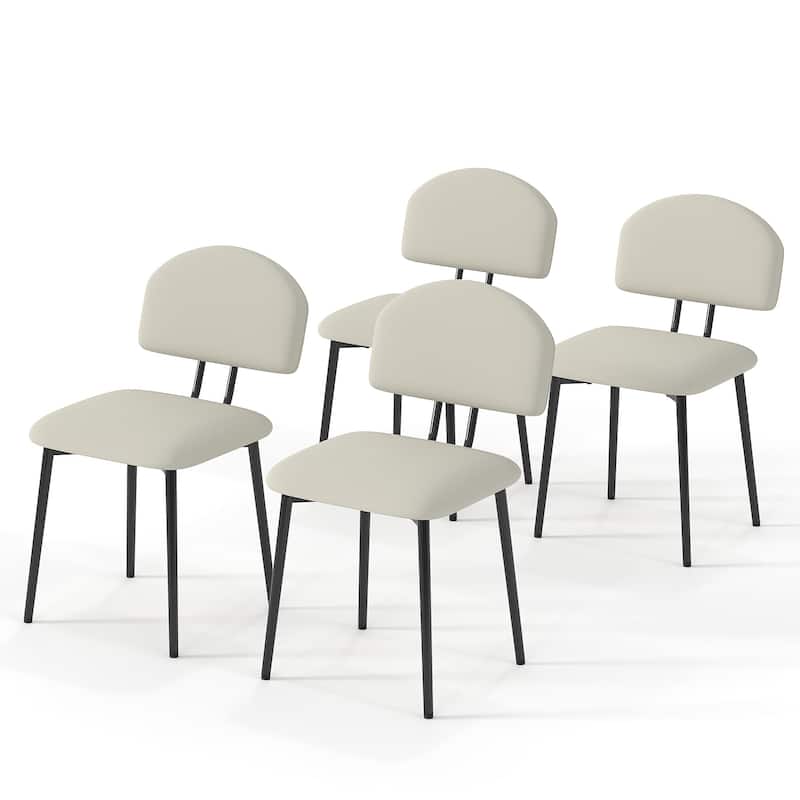 Javlergo Modern PU Leather Dining Chairs Set of 2 or 4 Upholstered Side Chairs Oval Back Compact Kitchen Chairs for Dining Room - Set of 4 - Beige