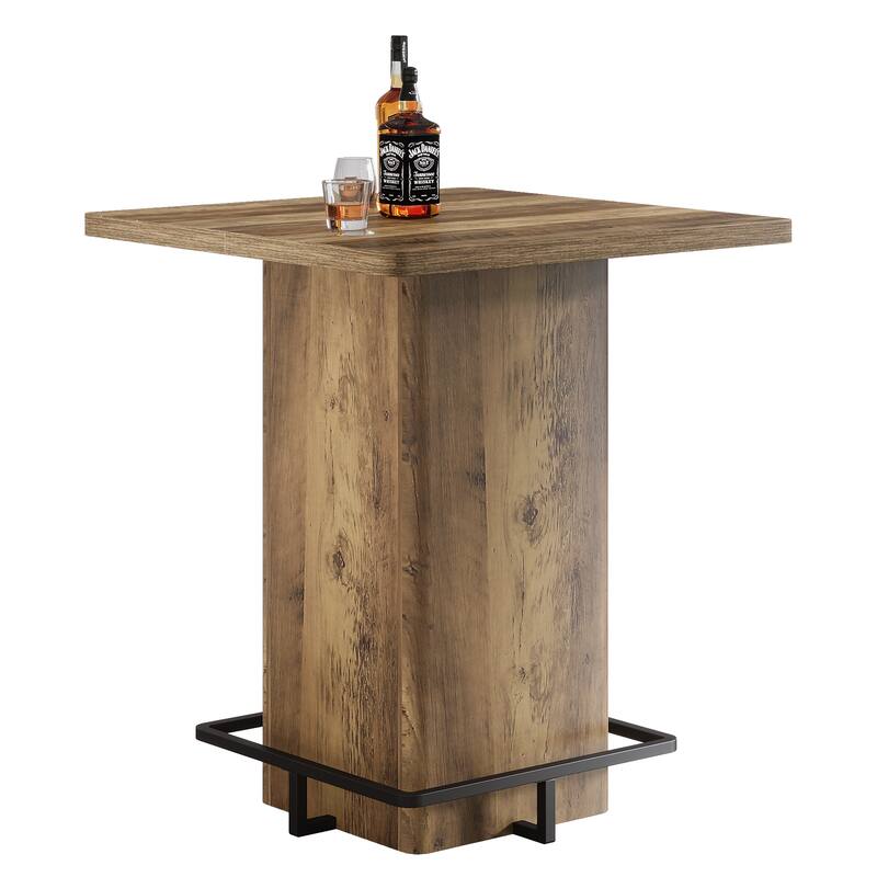 Square Bar Table, 39.37" High Pub Table for Small Bars