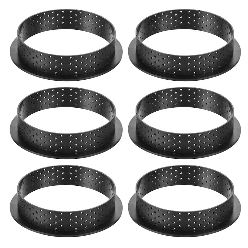 6pcs Cake Mold Rings Round-Shape Mousse Circle Ring Mousse Circle Cutter, Black