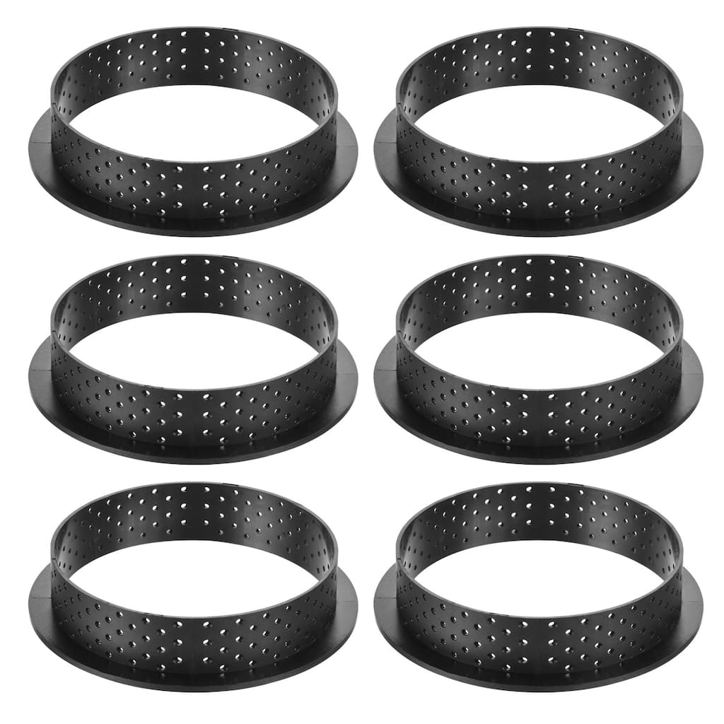 6pcs Cake Mold Rings Round-Shape Mousse Circle Ring Mousse Circle Cutter, Black