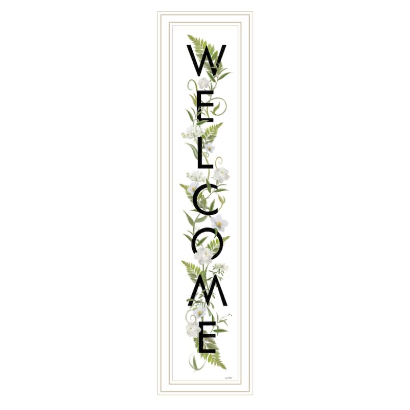 TrendyDecor4U Farmhouse "Welcome Sign II" Framed Print Wall Art by House Fenway - Black, White, - White