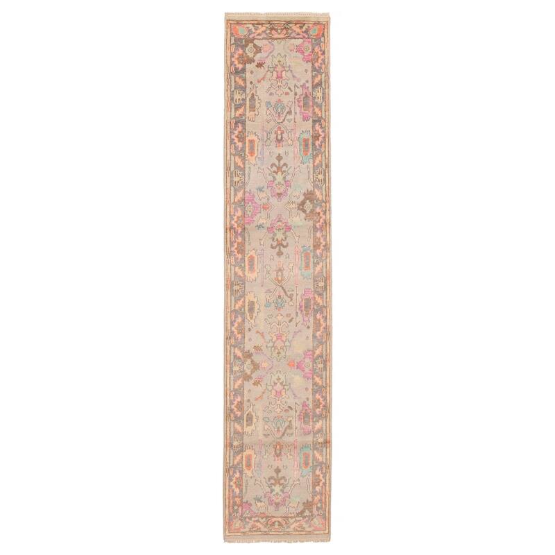 ECARPETGALLERY Hand-knotted Modern Oushak Light Grey Wool Rug - 2'6 x 11'11 - Light Grey - 2'6 x 11'11