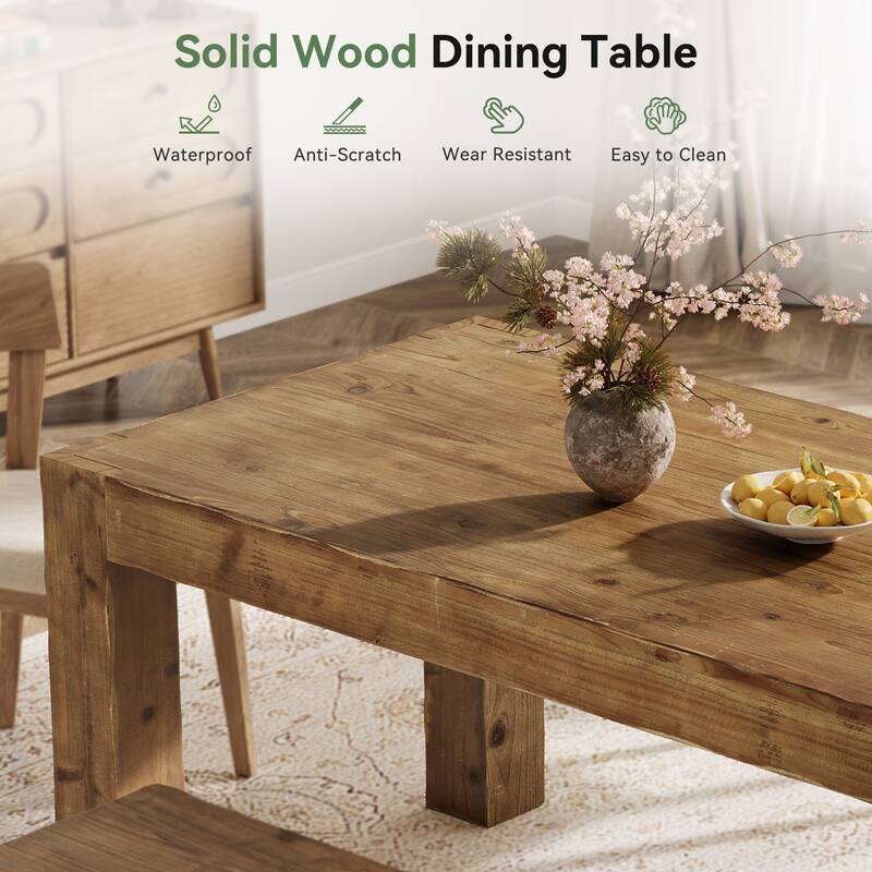 63-Inch Solid Wood Dining Table for 4-6 - 31.5" D x 63" W x 29.92" H