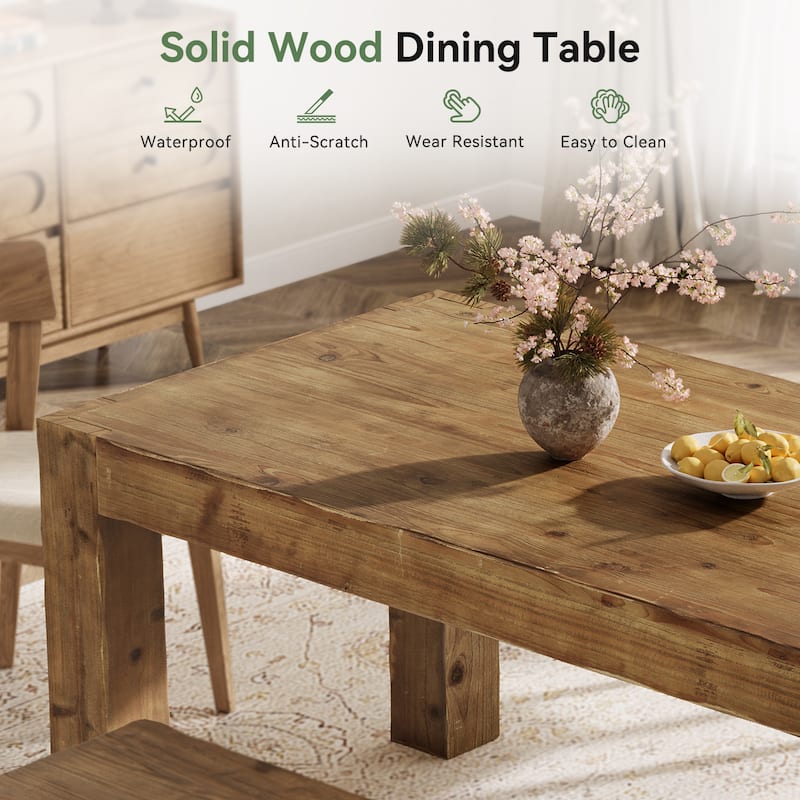 Solid Wood 63" Rectangular Dining Table for 4-6 - 31.5" D x 63" W x 29.92" H