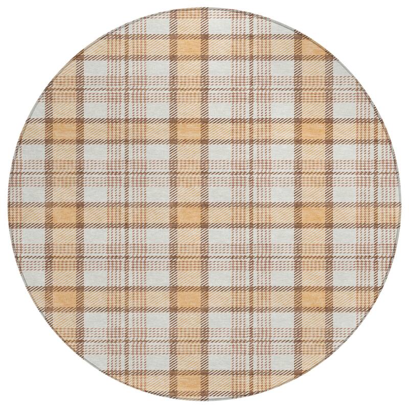 HomeRoots Plaid Transitional Rectangle Outdoor Rug