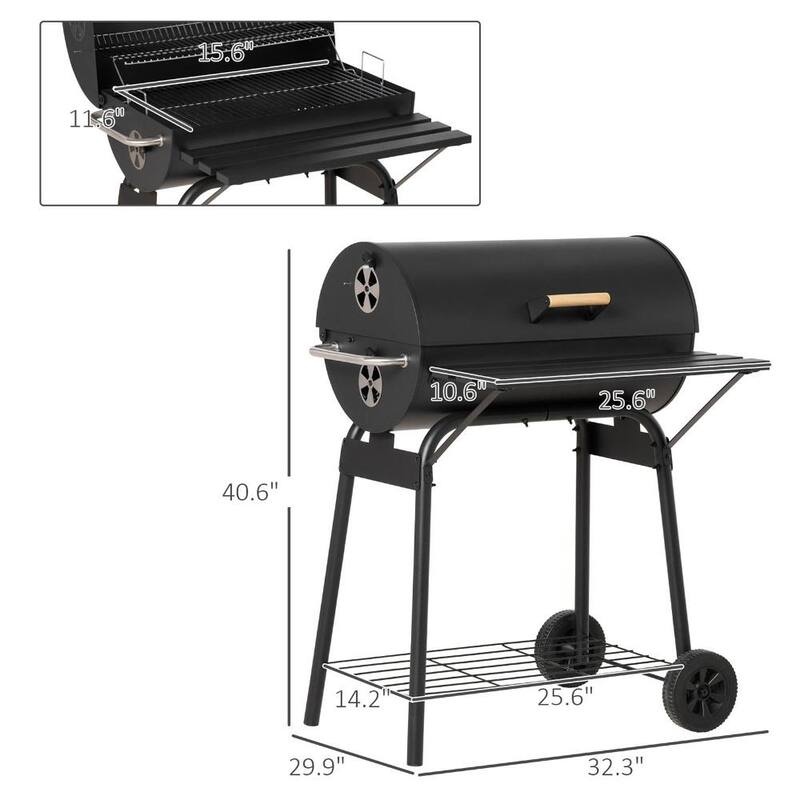 GDFStudio - Carbon Steel Portable Charcoal BBQ Grill with Wheels