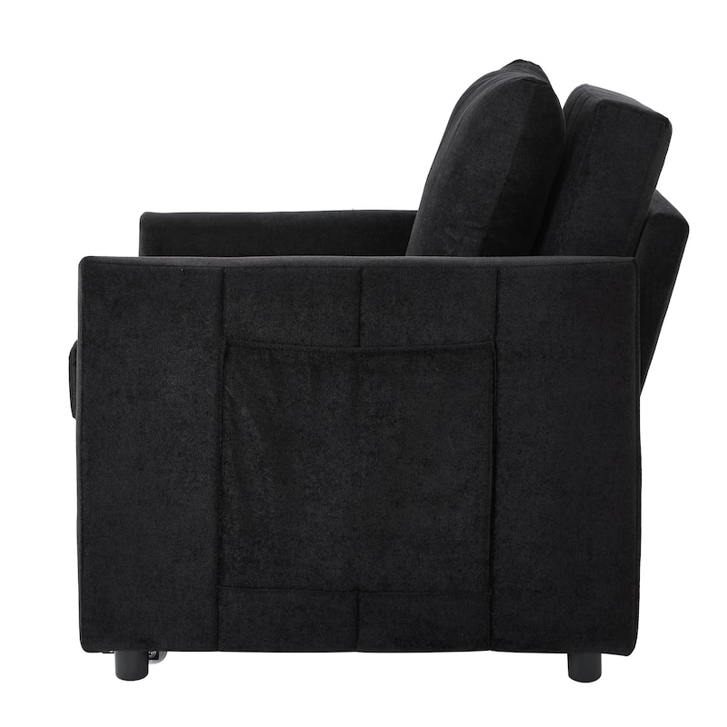 Roomfitters Convertible Sleeper Sofa with Pull-Out Bed 5-Position Adjustable Backrest Side Pockets & Storage Basket