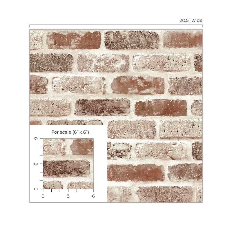 NextWall Washed Brick Peel and Stick Removable Wallpaper