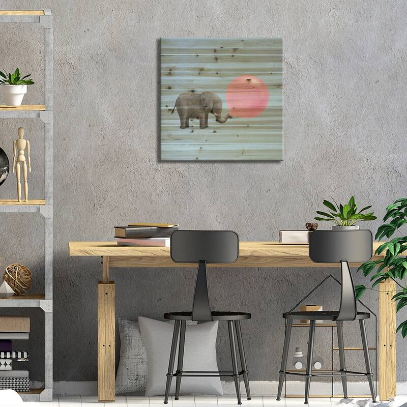 Jumbo Bubble Gum Blue Square Print On Wood by Terry Fan - Multi-Color