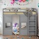preview thumbnail 2 of 10, Wood Twin Size Loft Bed with Built-in Storage Wardrobe and 2 Windows