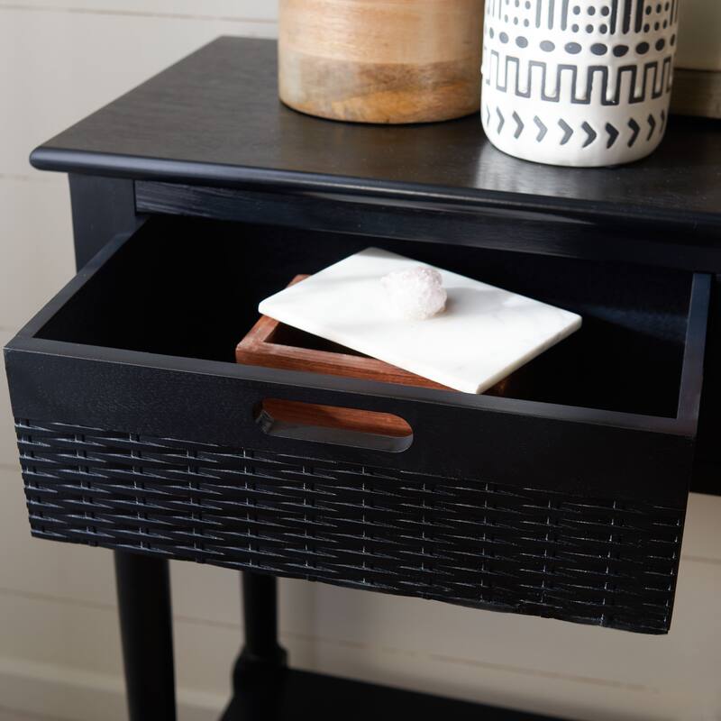 SAFAVIEH Macie 3-Drawer Console Table - 47.3" W x 13" L x 29.5" H - 47.3" W x 13" L x 29.5" H - 47Wx13Dx30H - Black